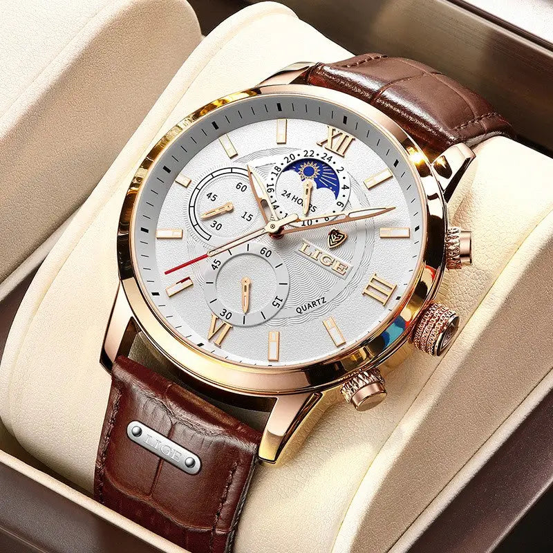 Montre analogique en cuir