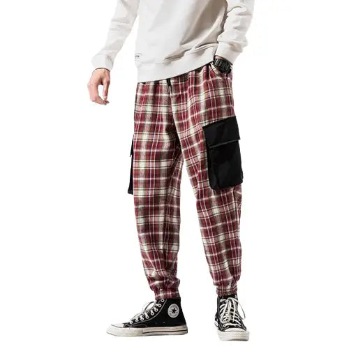 Pantalon à carreaux rouge
