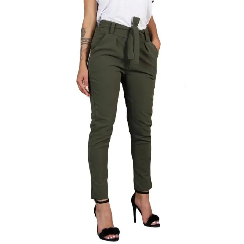 Pantalon treillis slim femme