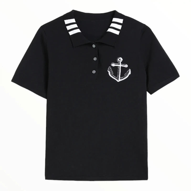 Polo marin femme sale