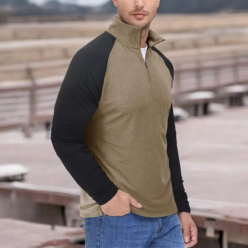 Pull militaire col zippé homme