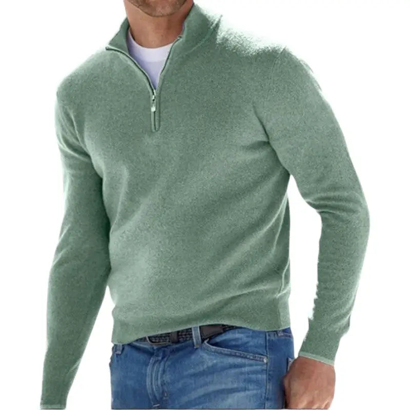 Pull militaire vert col v