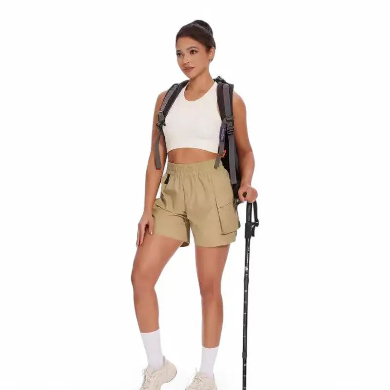 Short femme de randonné beige