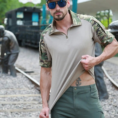 T-SHIRT MILITAIRE AVEC FERMETURE ÉCLAIR