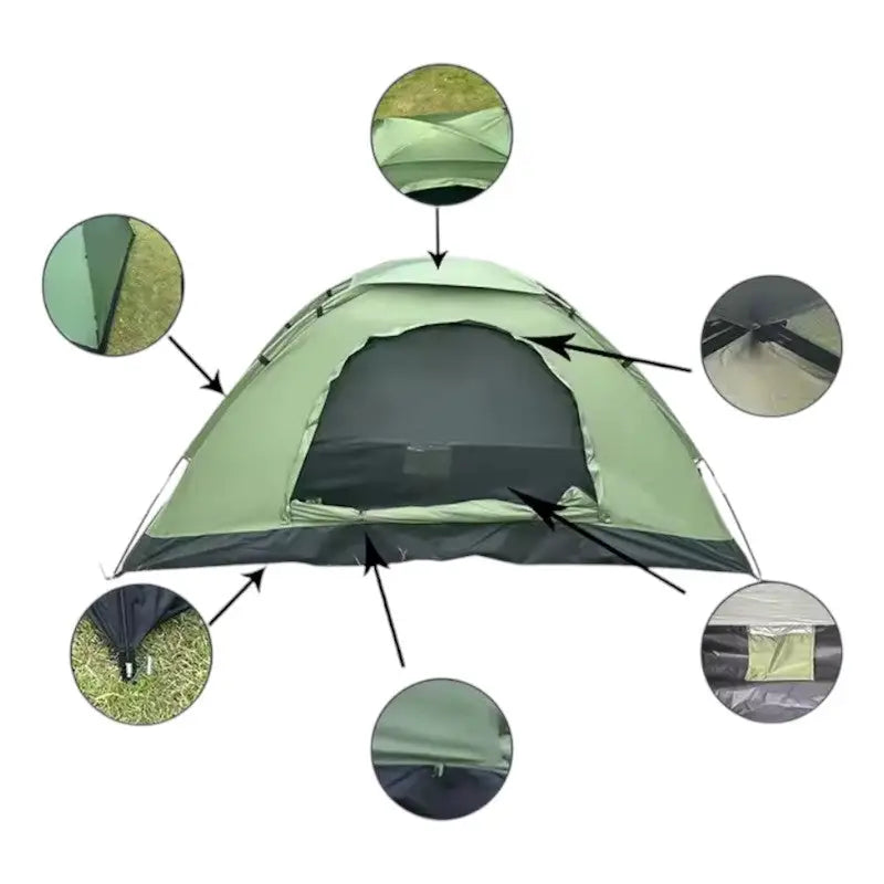 Tente randonnée camping vert 2 places