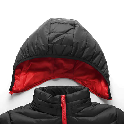 Veste chauffante 11 zones noire et rouge avec double commande