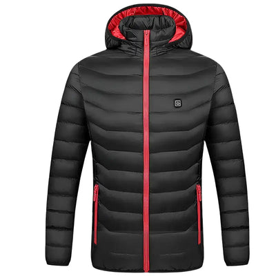 Veste chauffante 11 zones noire et rouge avec double commande