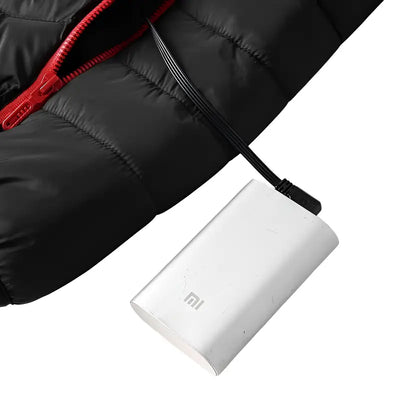 Veste chauffante 11 zones noire et rouge avec double commande