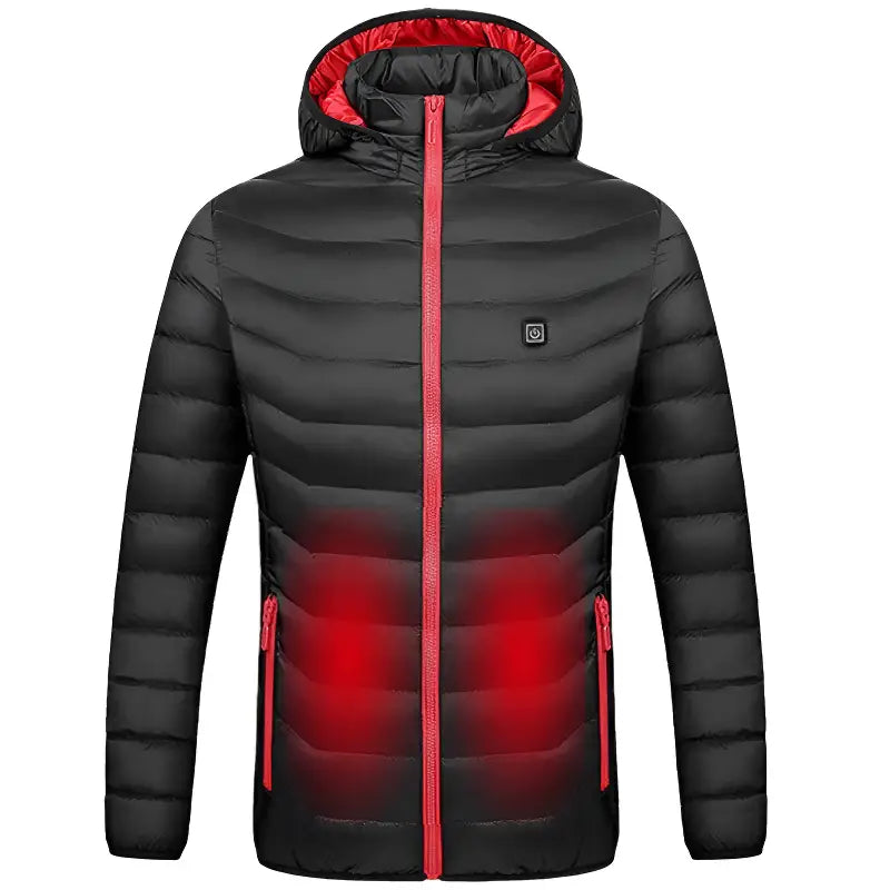 Veste chauffante électrique 5 zones noire et rouge
