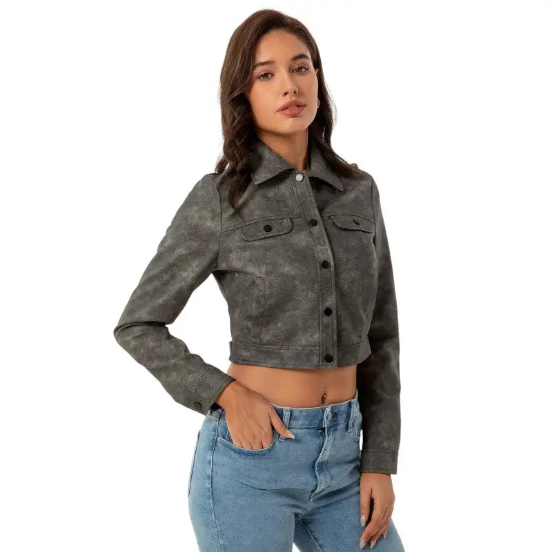 Veste coupe court militaire femme