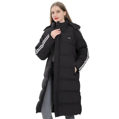 Veste longue chauffante 11 zones noire pour femme