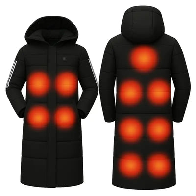 Veste longue chauffante 11 zones noire pour femme