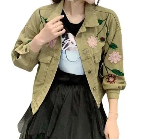 Veste militaire femme brodée