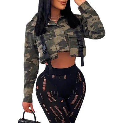 Veste militaire femme camouflage verte