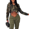 Veste militaire femme camouflage verte