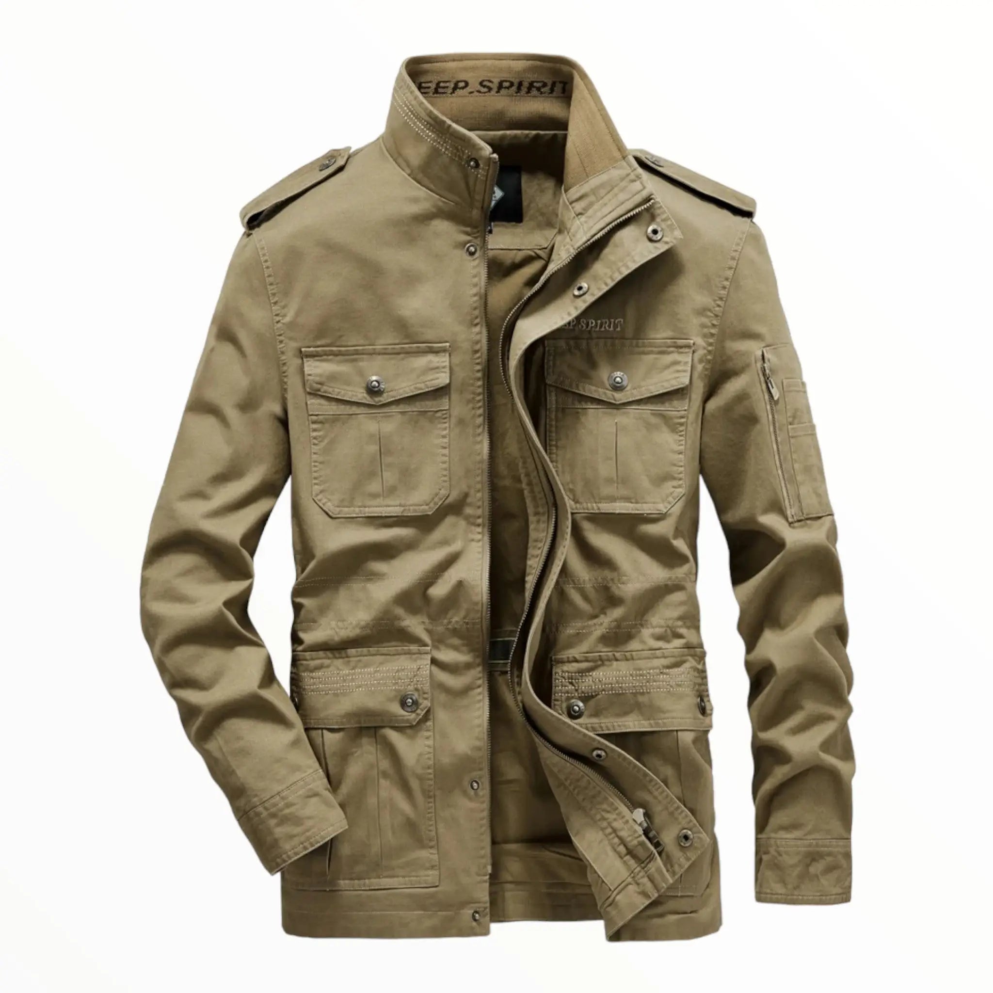 Veste Militaire Homme Peace Division - Taille L, Vert Kaki, 100% Coton, Coupe Regular