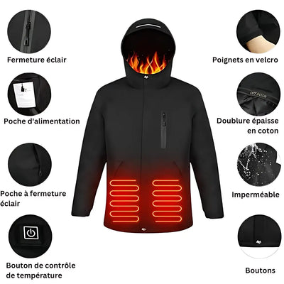 Veste de ski chauffante imperméable