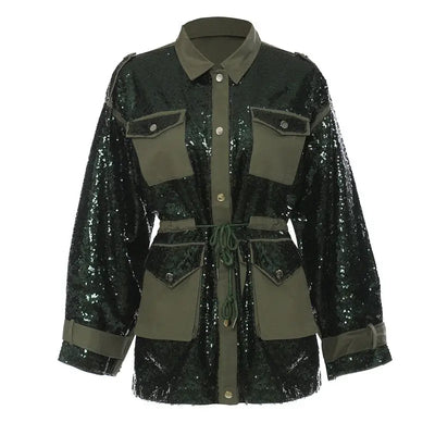 Veste verte militaire pour femme